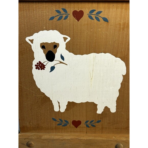 Vintage Painted Sheep On Wood Wall Art Farmhouse Country Folk Art - Picture 2 of 9